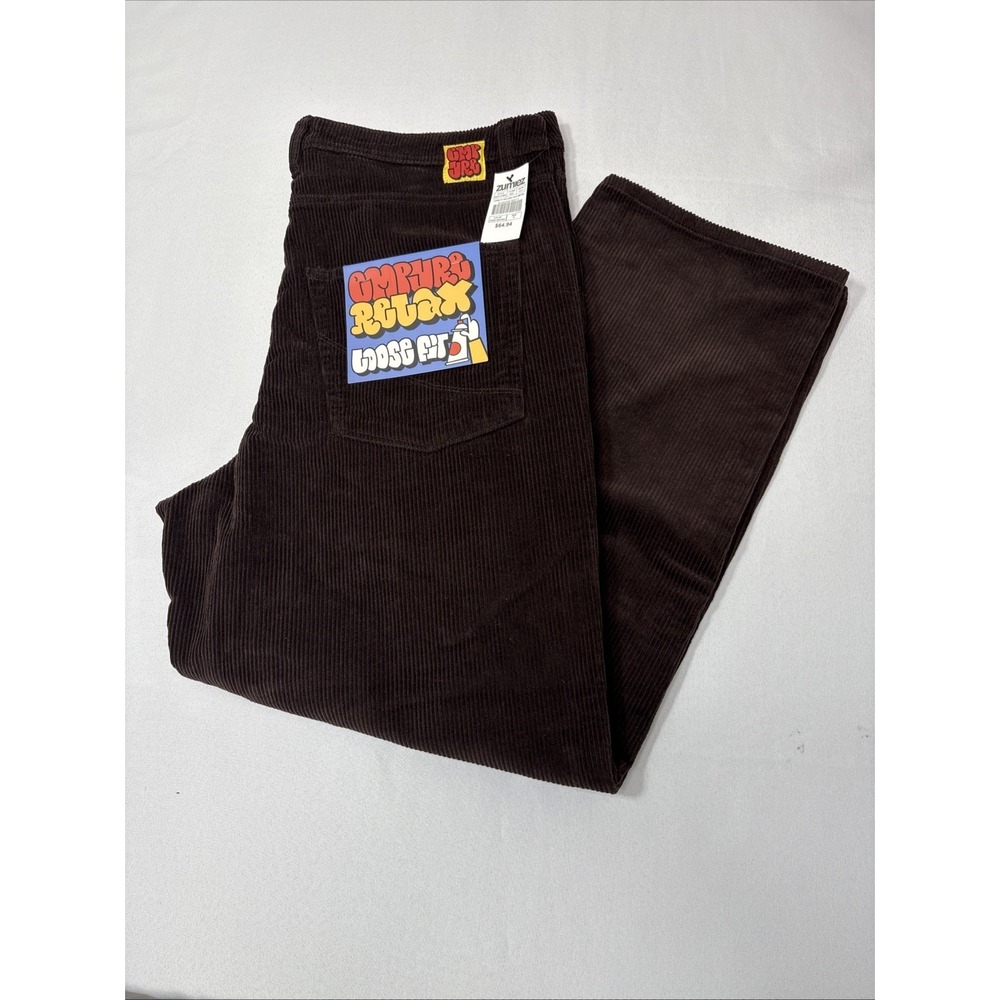 Empyre Relaxed Fit Corduroy Pants Mens 36x30 Loose Straight Skater Brown